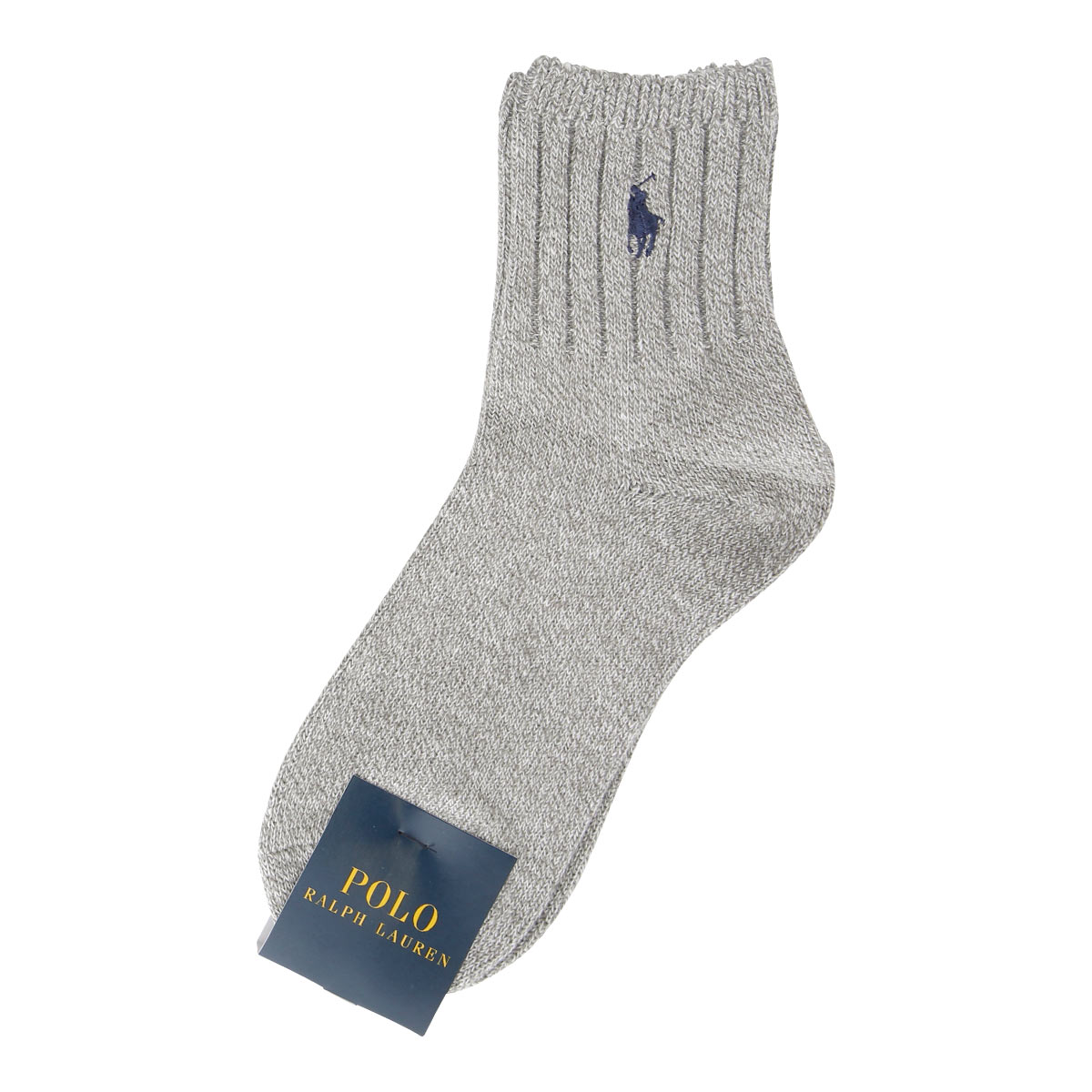 ポロ ラルフローレン POLO RALPH LAUREN オーガニックコットン混 ワンポイント刺繍 ローゲージ ソックス ショート丈 22-24 靴下 レディース(GY-グレー-22-24cm)