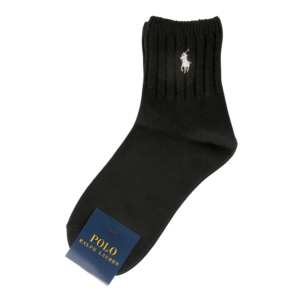ポロ ラルフローレン POLO RALPH LAUREN オーガニックコットン混 ワンポイント刺繍 ローゲージ ソックス ショート丈 22-24 靴下 レディース(BK-ブラック-22-24cm)