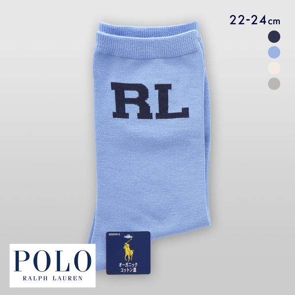 ポロ ラルフ ローレン オーガニックコットン混 ブロックRL クルー丈 ソックス 22-24 靴下 レディース POLO RALPH LAUREN