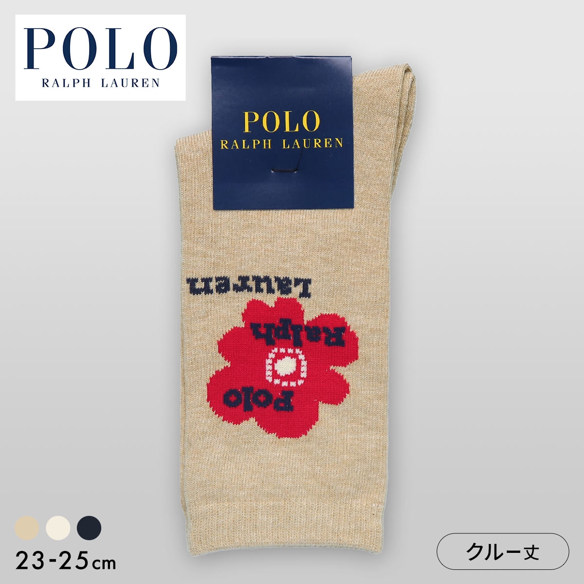 ポロ ラルフローレン BIG FLOWER クルー丈ソックス レディース 靴下 カジュアル ギフト POLO RALPH LAUREN