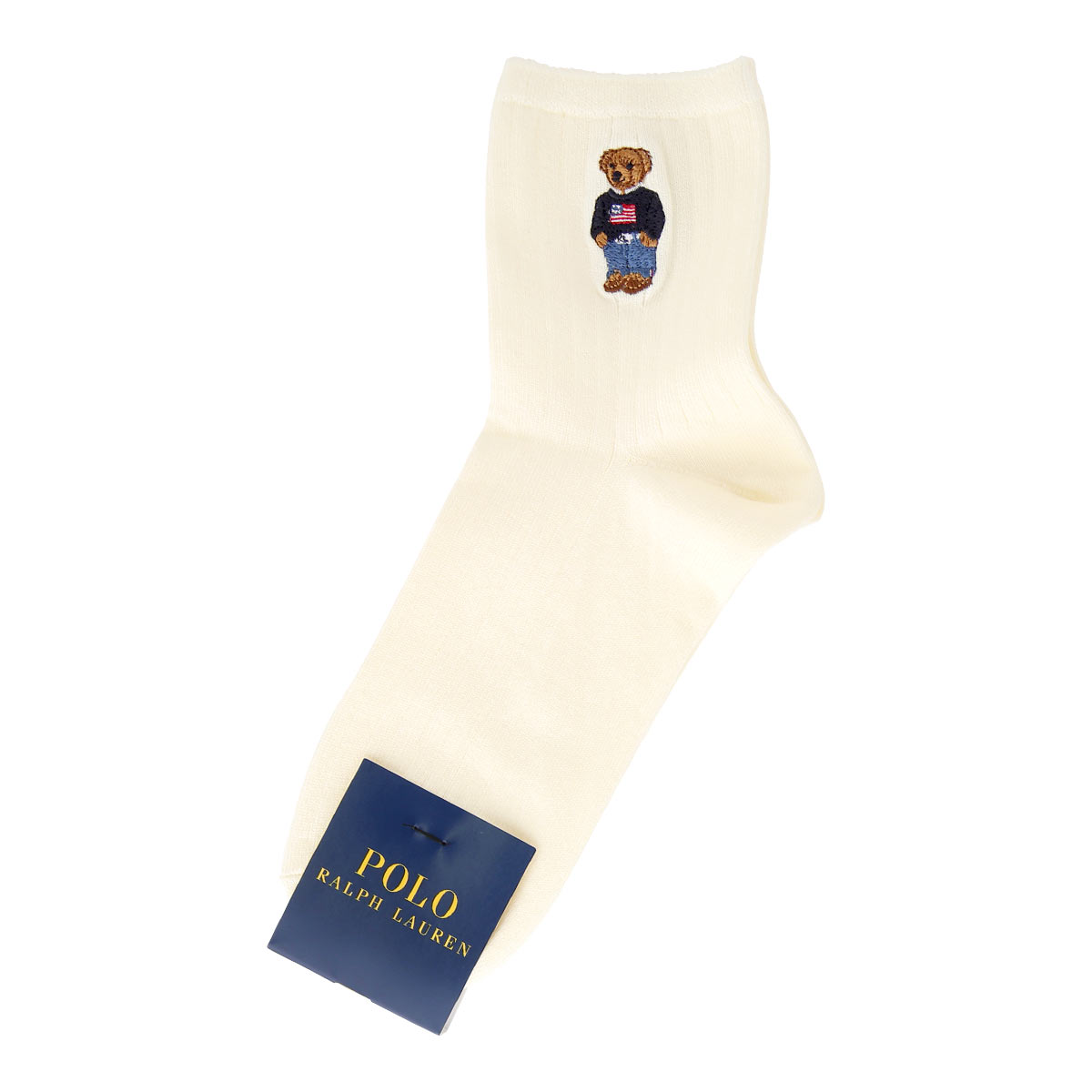 ポロ ラルフローレン POLO RALPH LAUREN オーガニックコットン混 ポロベア刺繍 ショートソックス 22-24 24-26 靴下 レディース(OW-オフホワイト-22-24cm)