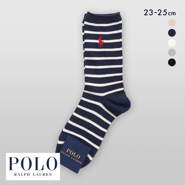 ポロ ラルフローレン ST.JAMESボーダー ソックス クルー丈 23-25 靴下 レディース カジュアル ギフト POLO RALPH LAUREN