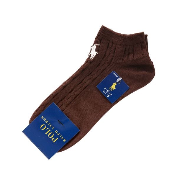 ポロ ラルフローレン POLO RALPH LAUREN オーガニックコットン混 ワンポイント ケーブル ソックス 22-24 スニーカー丈 くるぶし 靴下 女性用