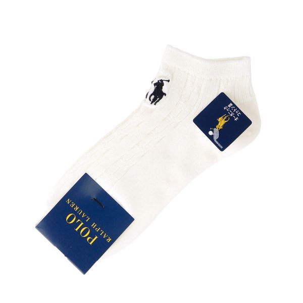 ポロ ラルフローレン POLO RALPH LAUREN オーガニックコットン混 ワンポイント ケーブル ソックス 22-24 スニーカー丈 くるぶし 靴下 女性用