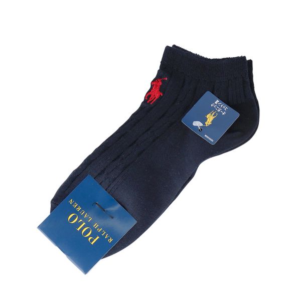 ポロ ラルフローレン POLO RALPH LAUREN オーガニックコットン混 ワンポイント ケーブル ソックス 22-24 スニーカー丈 くるぶし 靴下 女性用