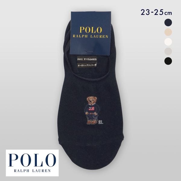 ポロ ラルフローレン NEW MINI BEAR 深ばきカバーソックス フットカバー すべり止め付き 23-25 靴下 レディース POLO RALPH LAUREN