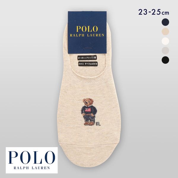 ポロ ラルフローレン NEW MINI BEAR 深ばきカバーソックス フットカバー すべり止め付き 23-25 靴下 レディース POLO RALPH LAUREN