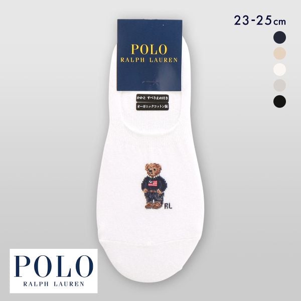 ポロ ラルフローレン NEW MINI BEAR 深ばきカバーソックス フットカバー すべり止め付き 23-25 靴下 レディース POLO RALPH LAUREN