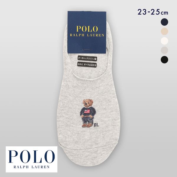 ポロ ラルフローレン NEW MINI BEAR 深ばきカバーソックス フットカバー すべり止め付き 23-25 靴下 レディース POLO RALPH LAUREN