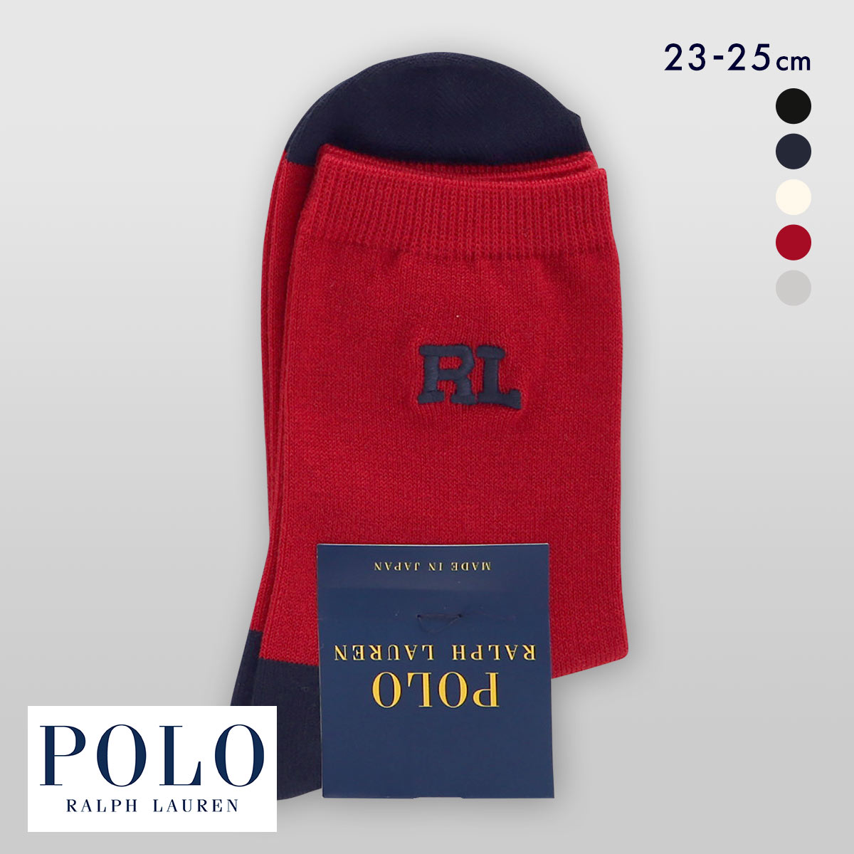 ポロ ラルフローレン RL刺繍 ソックス クルー丈 23-25 靴下 レディース カジュアル ギフト スクール POLO RALPH LAUREN(RE-レッド-23-25cm)