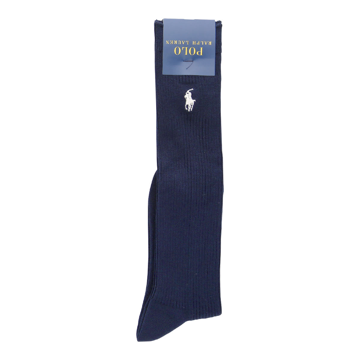 ポロ ラルフローレン POLO RALPH LAUREN 36cm丈 ワンポイントロゴ刺繍 スクールソックス 22-24 靴下 レディース 学校 制服 仕事 ハイソックス(DBU-濃ブルー-22-24cm)