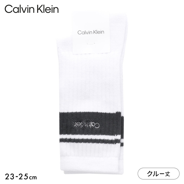 カルバン・クライン バーシティストライプ クルー丈 ソックス レディース 婦人 靴下 Calvin Klein