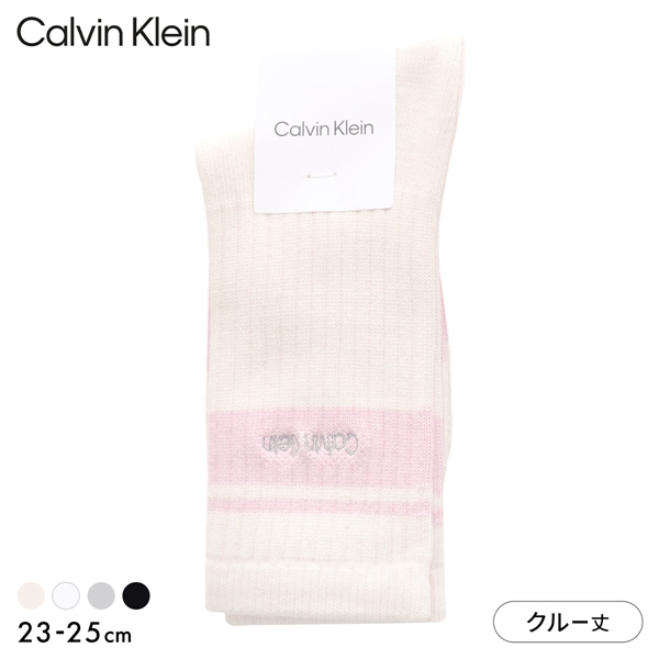 カルバン・クライン バーシティストライプ クルー丈 ソックス レディース 婦人 靴下 Calvin Klein