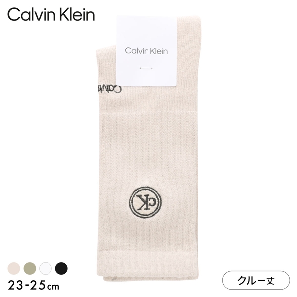 カルバンクライン ワンポイント刺繍 リブ クルー丈 ソックス Calvin Klein