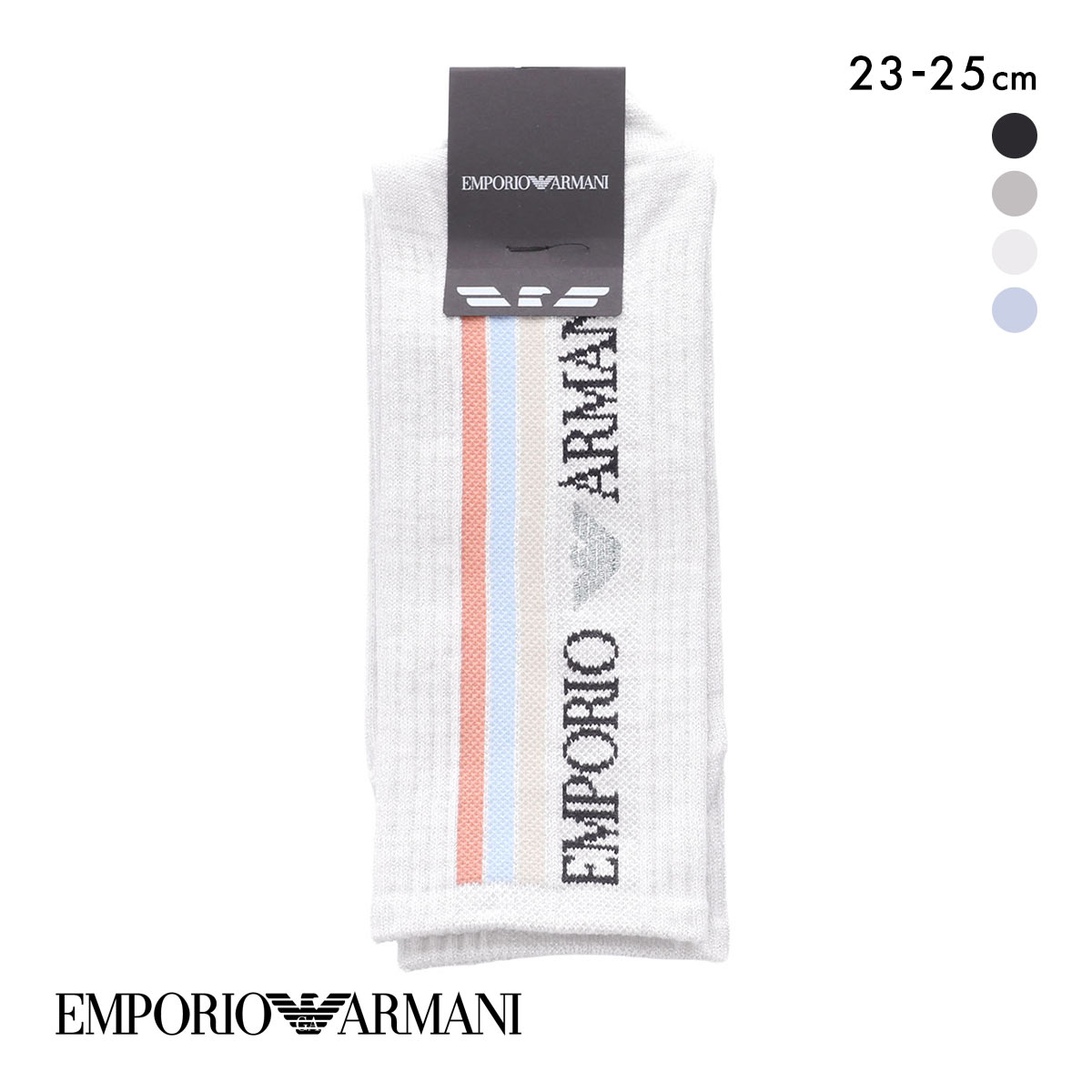 エンポリオ・アルマーニ スポーティークルー ソックス 靴下 レディース EMPORIO ARMANI(LGY-薄グレー-23-25cm)