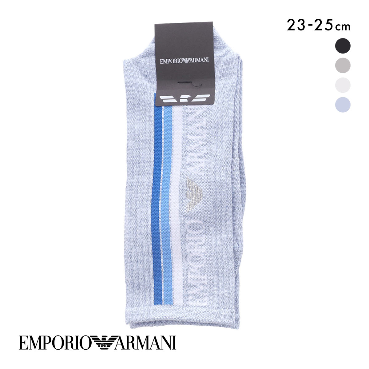 エンポリオ・アルマーニ スポーティークルー ソックス 靴下 レディース EMPORIO ARMANI(LBU-薄ブルー-23-25cm)