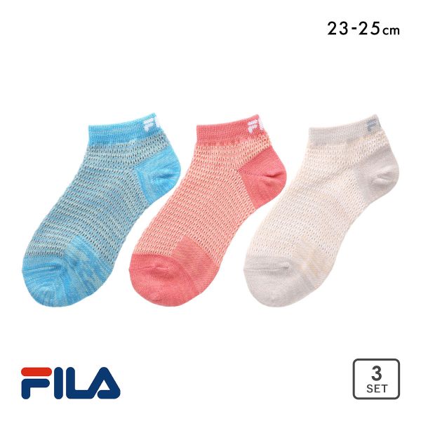 フィラ ビッグメッシュ スニーカー丈 ソックス 靴下 3足組 レディース FILA 23-25cm