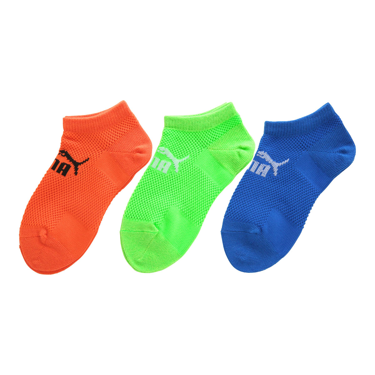 プーマ PUMA ビッグメッシュで通気性UP 3足組ソックス スニーカー丈 キッズ ジュニア 靴下 スポーツ 消臭加工(Set2-19-21cm)
