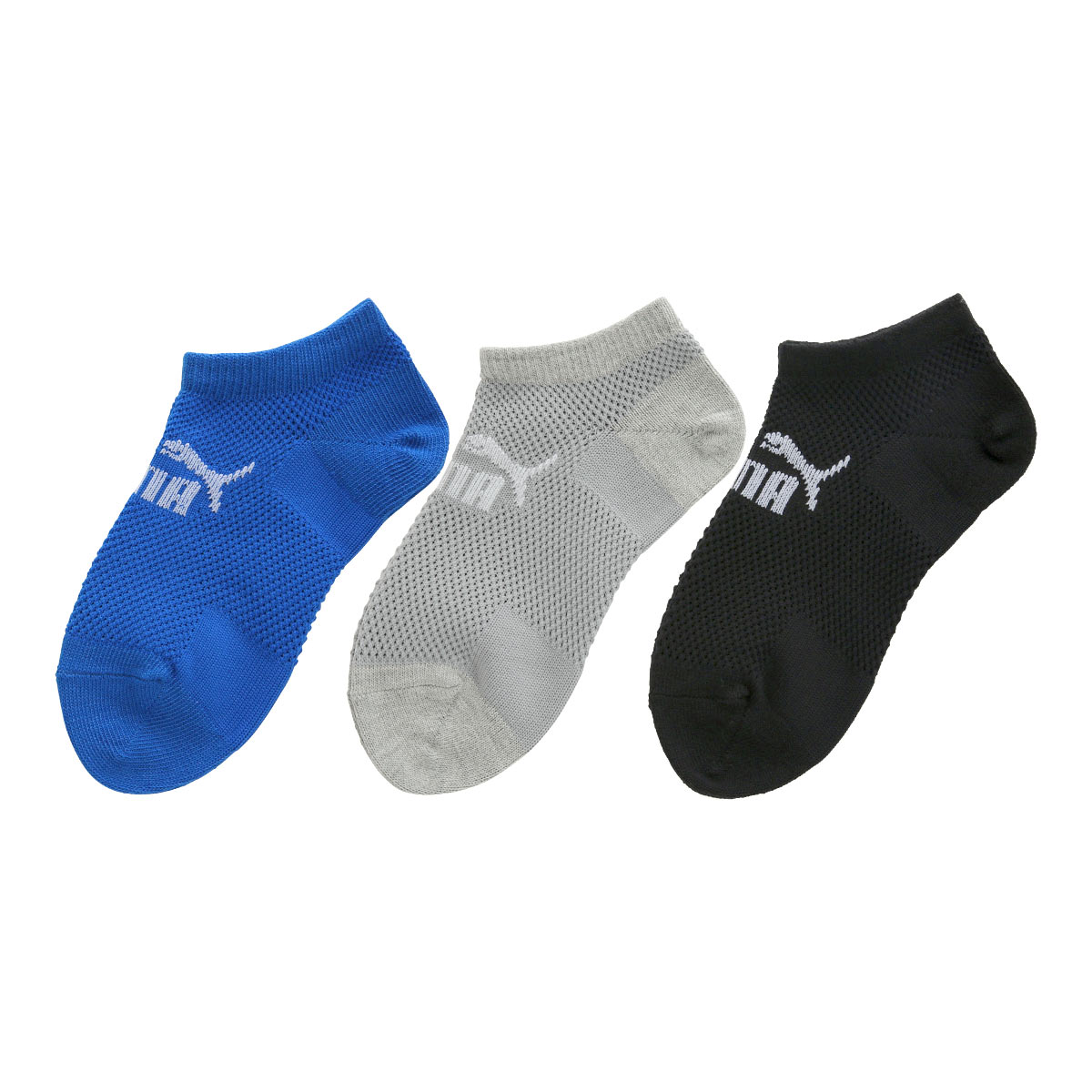 プーマ PUMA ビッグメッシュで通気性UP 3足組ソックス スニーカー丈 キッズ ジュニア 靴下 スポーツ 消臭加工(Set3-19-21cm)