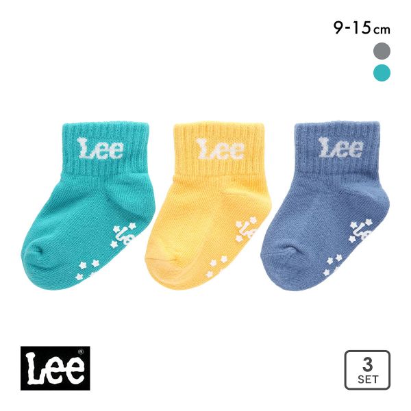 リー キッズ ベビー ソックス3足セット 9-15cm 滑り止め付き ジュニア こども 靴下 LEE