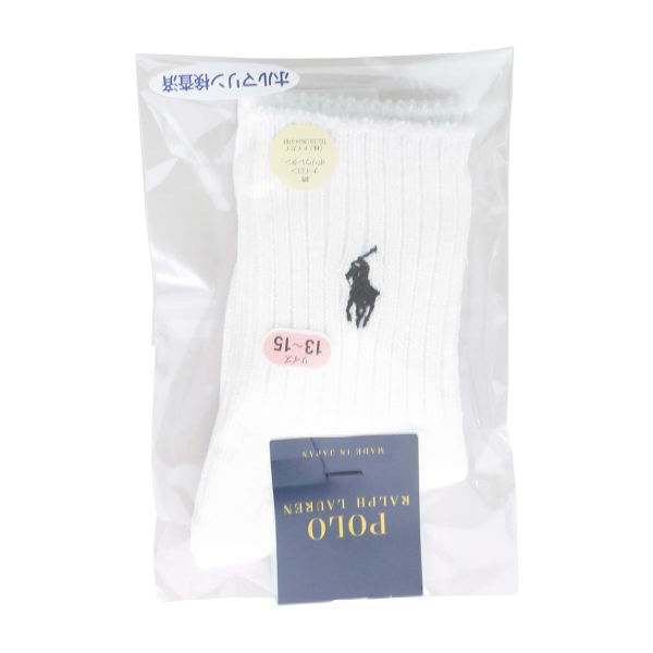 ポロ ラルフローレン POLO RALPH LAUREN 子供 ワンポイントロゴ刺繍 リブソックス クルー丈 13-15 16-18 18-20 日本製 キッズ ジュニア 靴下