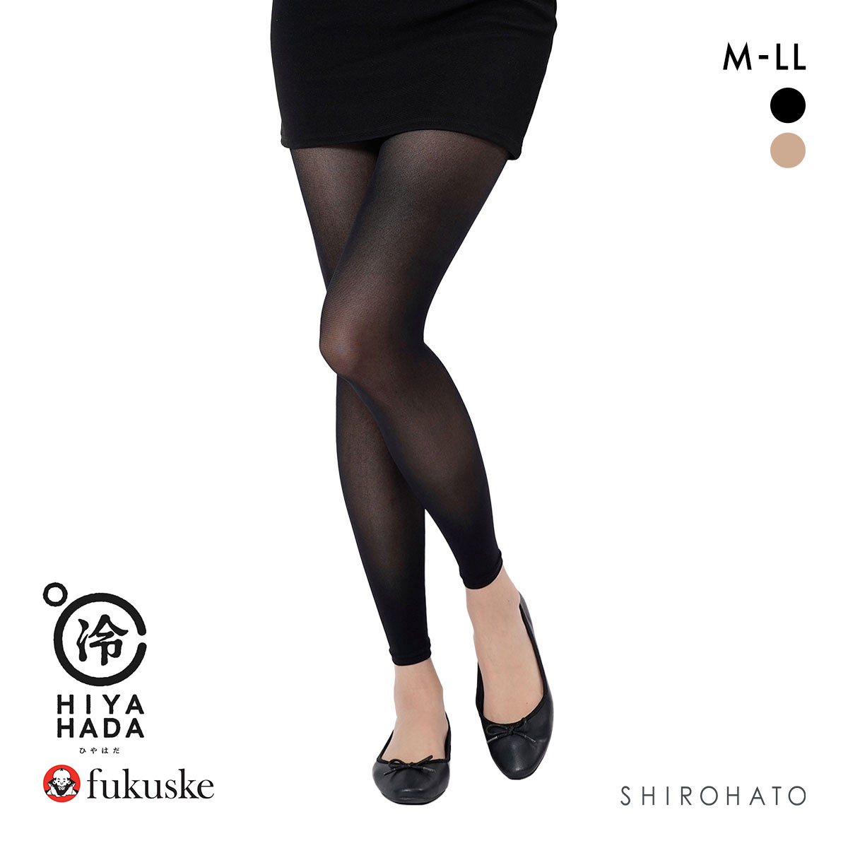 福助 ひやはだ 冷 40デニール相当 10分丈レギンス レディース fukuske HIYAHADA(BK-ブラック-M-L)