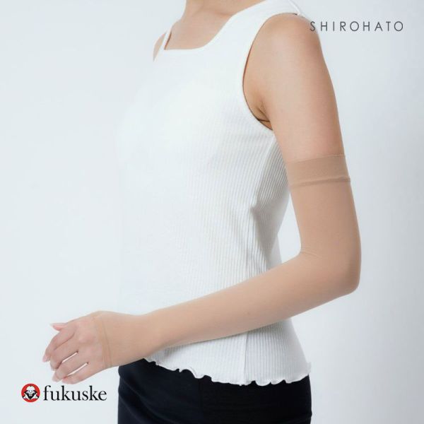 福助 fukuske 満足 太陽に負けない アームカバー ロング丈 レディース 涼感 ノンラン UVカット