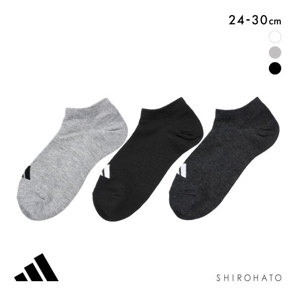 アディダス ベーシック スニーカー丈 ソックス 3足セット メンズ 靴下 adidas 破れにくい 消臭 24-26cm 26-28cm 28-30cm