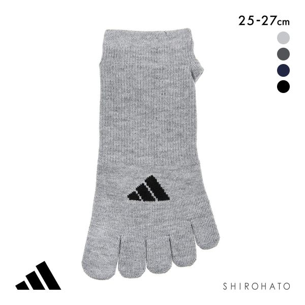 アディダス ワンポイントロゴ スニーカー丈 五本指ソックス 足底滑り止め付き メンズ 靴下 adidas 25-27cm