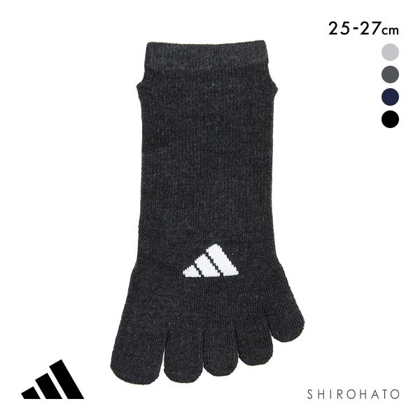 アディダス ワンポイントロゴ スニーカー丈 五本指ソックス 足底滑り止め付き メンズ 靴下 adidas 25-27cm