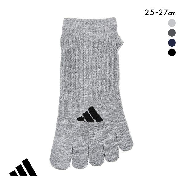 アディダス ワンポイントロゴ スニーカー丈 五本指ソックス 足底滑り止め付き メンズ 靴下 adidas 25-27cm