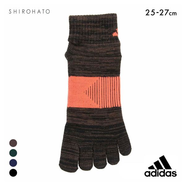 アディダス 足底滑り止め付き ショート丈 5本指ソックス メンズ 靴下 adidas 25-27cm