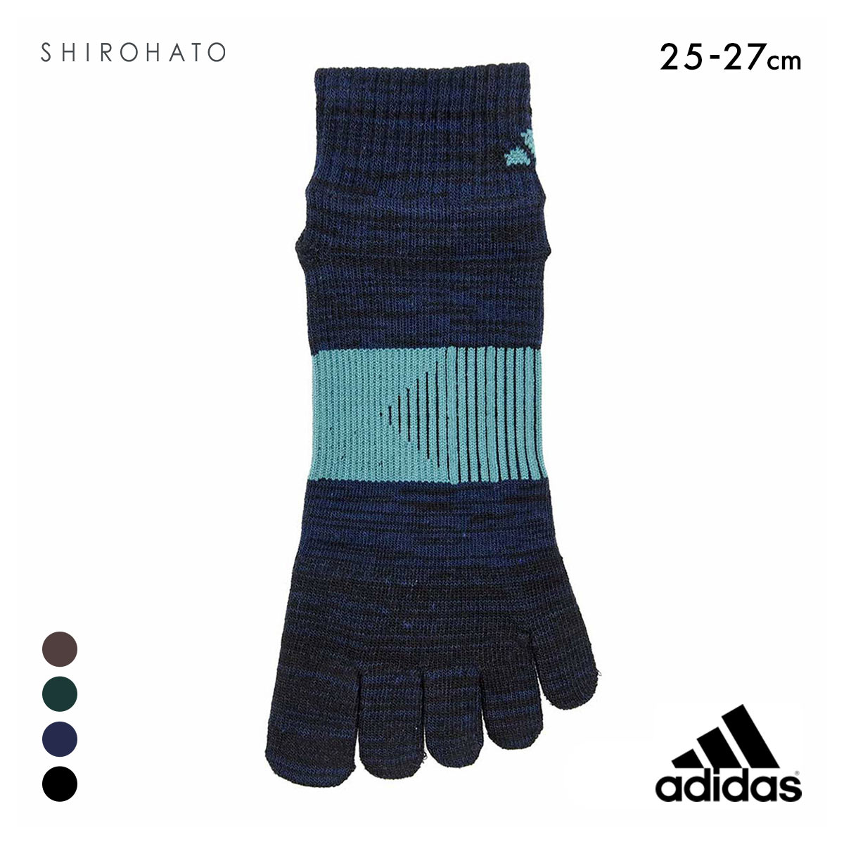 アディダス 足底滑り止め付き ショート丈 5本指ソックス メンズ 靴下 adidas 25-27cm(NV-ネイビー-25-27cm)