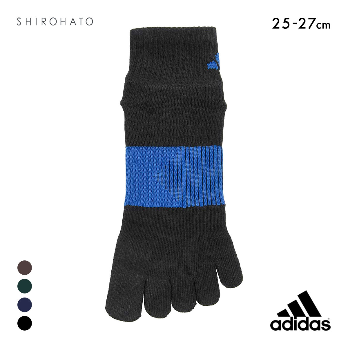 アディダス 足底滑り止め付き ショート丈 5本指ソックス メンズ 靴下 adidas 25-27cm(BK-ブラック-25-27cm)