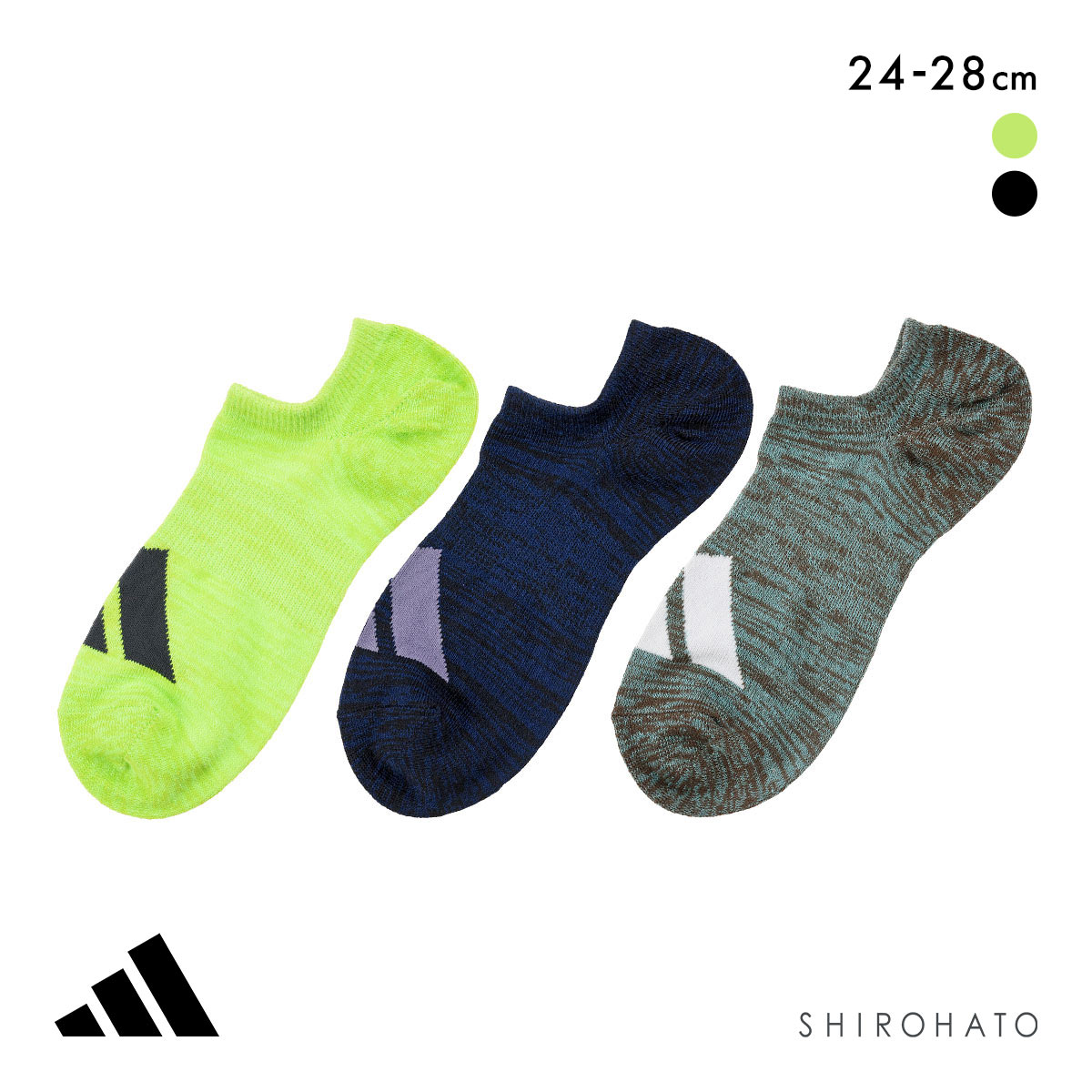アディダス ゴースト ソックス 3足セット メンズ 靴下 adidas 破れにくい 消臭 24-26cm 26-28cm(Set1-24-26cm)