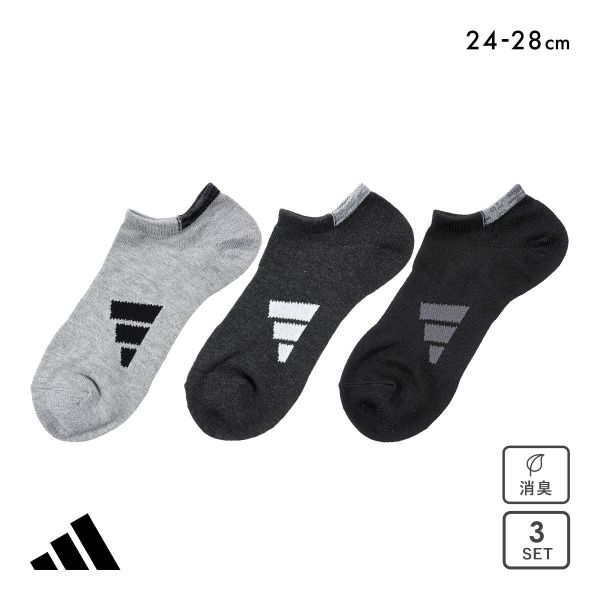 アディダス スニーカー丈 ソックス 3足セット メンズ 靴下 adidas 破れにくい 消臭 24-26cm 26-28cm