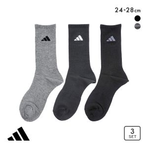 アディダス ストロング クルー丈 ソックス 3足セット メンズ 靴下 adidas 耐久性10倍 24-26cm 26-28cm