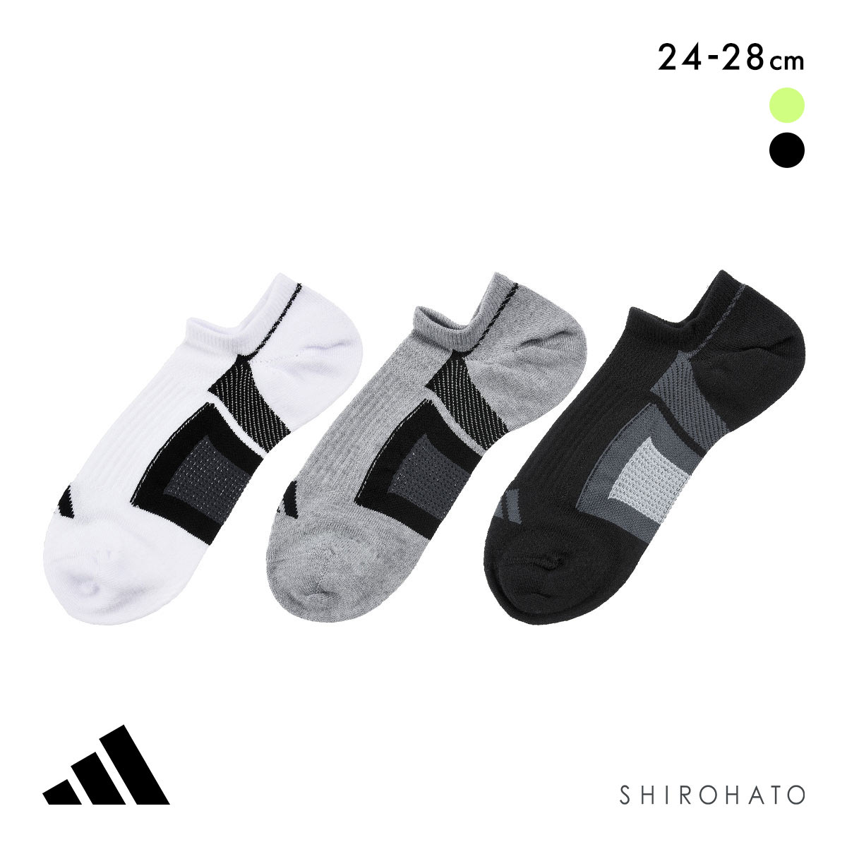 アディダス ドライ ゴースト ソックス 3足セット メンズ 靴下 adidas 吸水速乾 24-26cm 26-28cm(Set2-24-26cm)