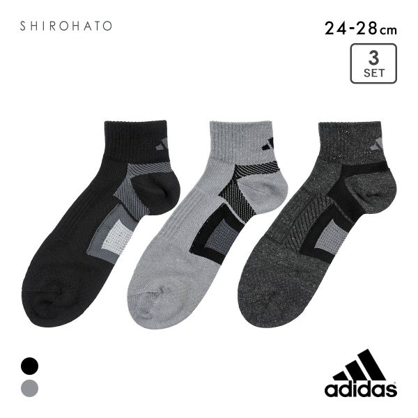 アディダス DRY ショート丈 ソックス 3足セット メンズ 靴下 adidas 吸水速乾 24-26cm 26-28cm
