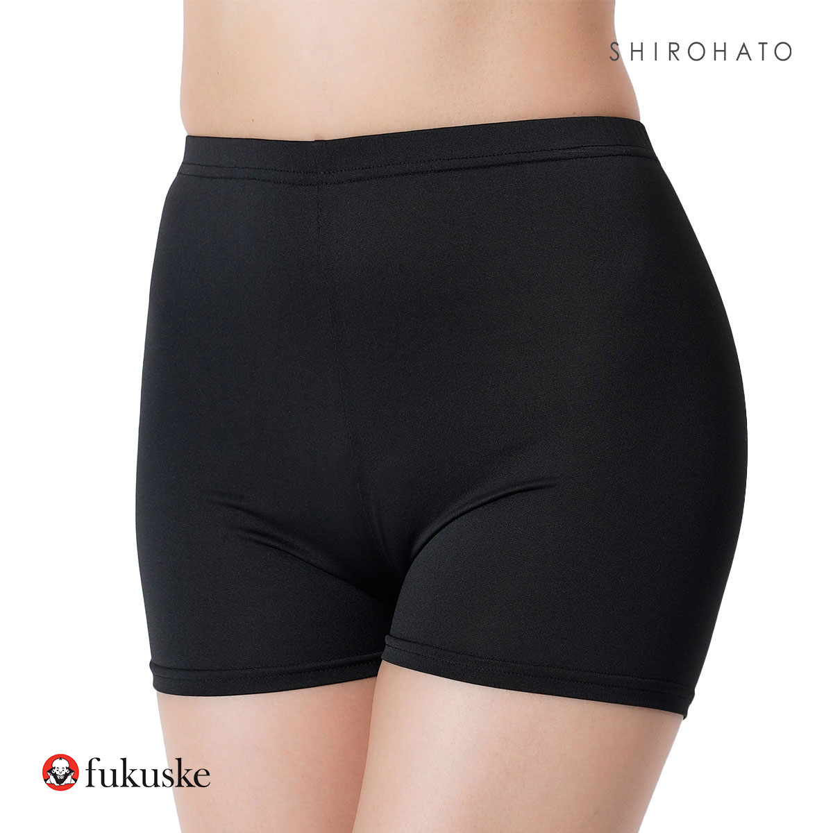 福助 fukuske DAILY満足 さらさら冷感 1分丈レギンス レディース インナー 接触冷感 オーバーパンツ(BK-ブラック-M-L)
