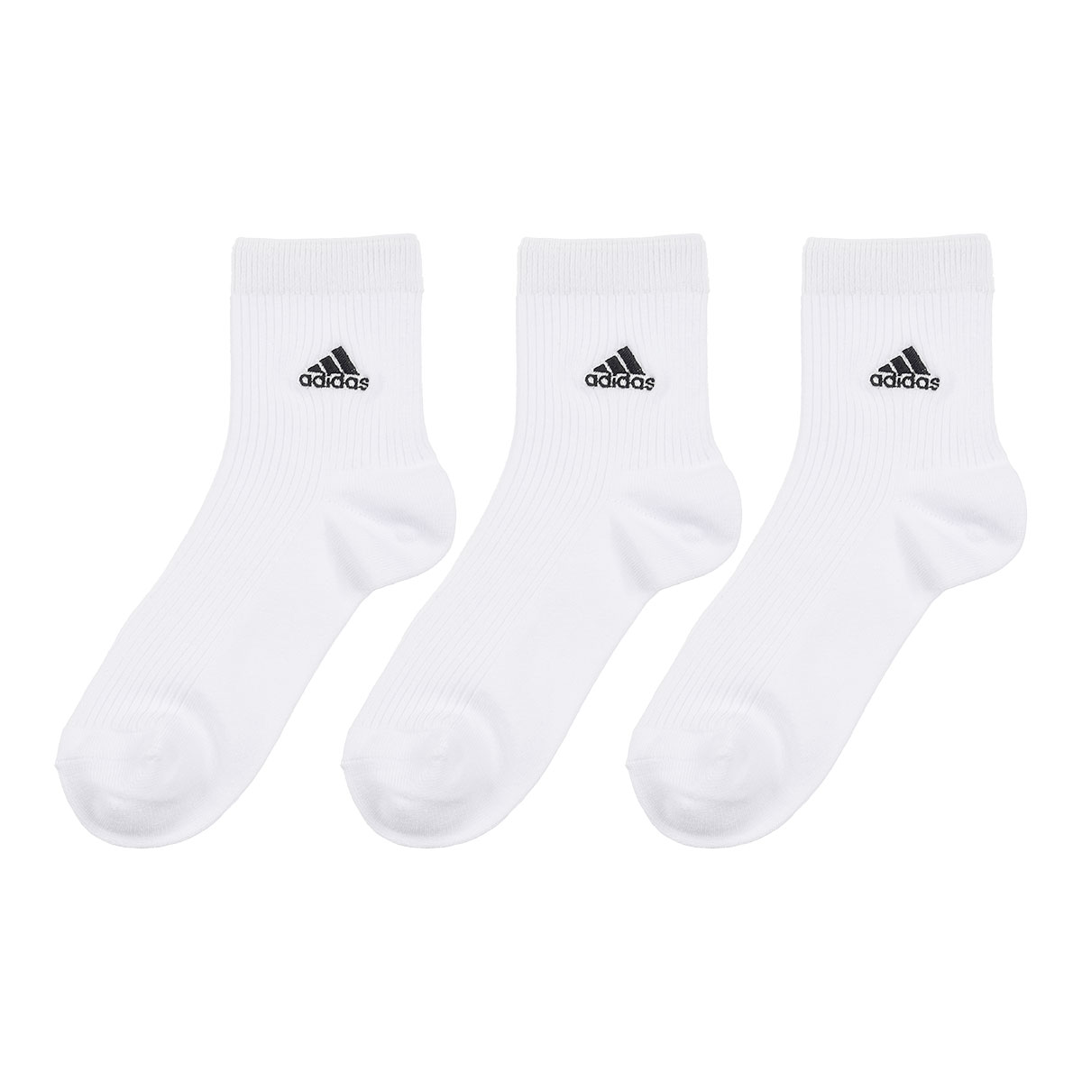 アディダス adidas キッズ ジュニア クォーター丈 ソックス 3足組 ワンポイントロゴ スクールカラー 定番 21-23cm 23-25cm(WH-ホワイト-21-23cm)