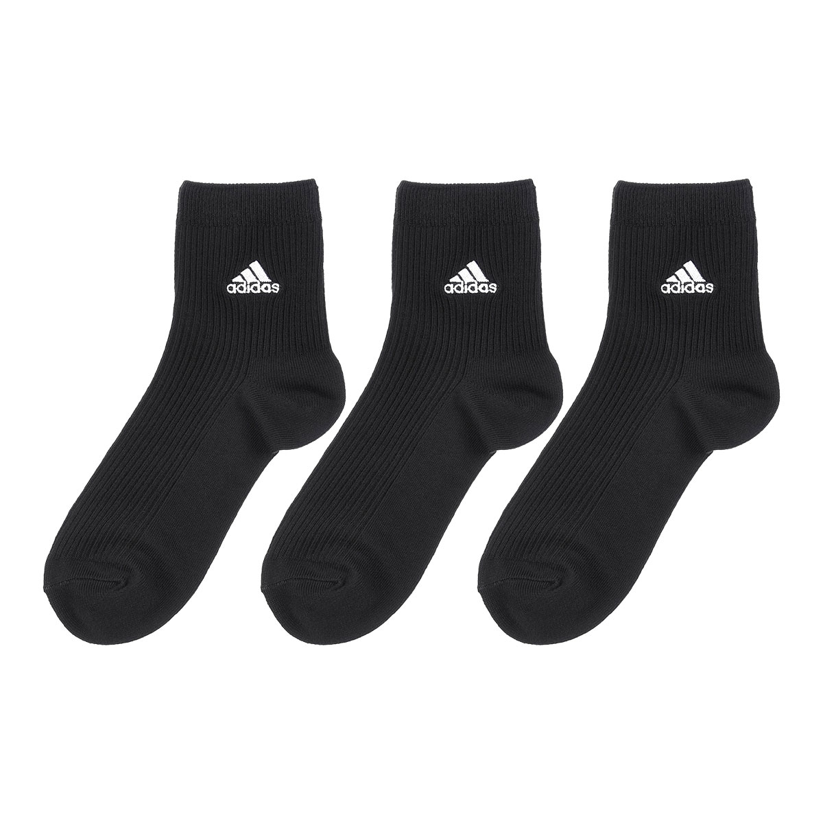 アディダス adidas キッズ ジュニア クォーター丈 ソックス 3足組 ワンポイントロゴ スクールカラー 定番 21-23cm 23-25cm(BK-ブラック-21-23cm)