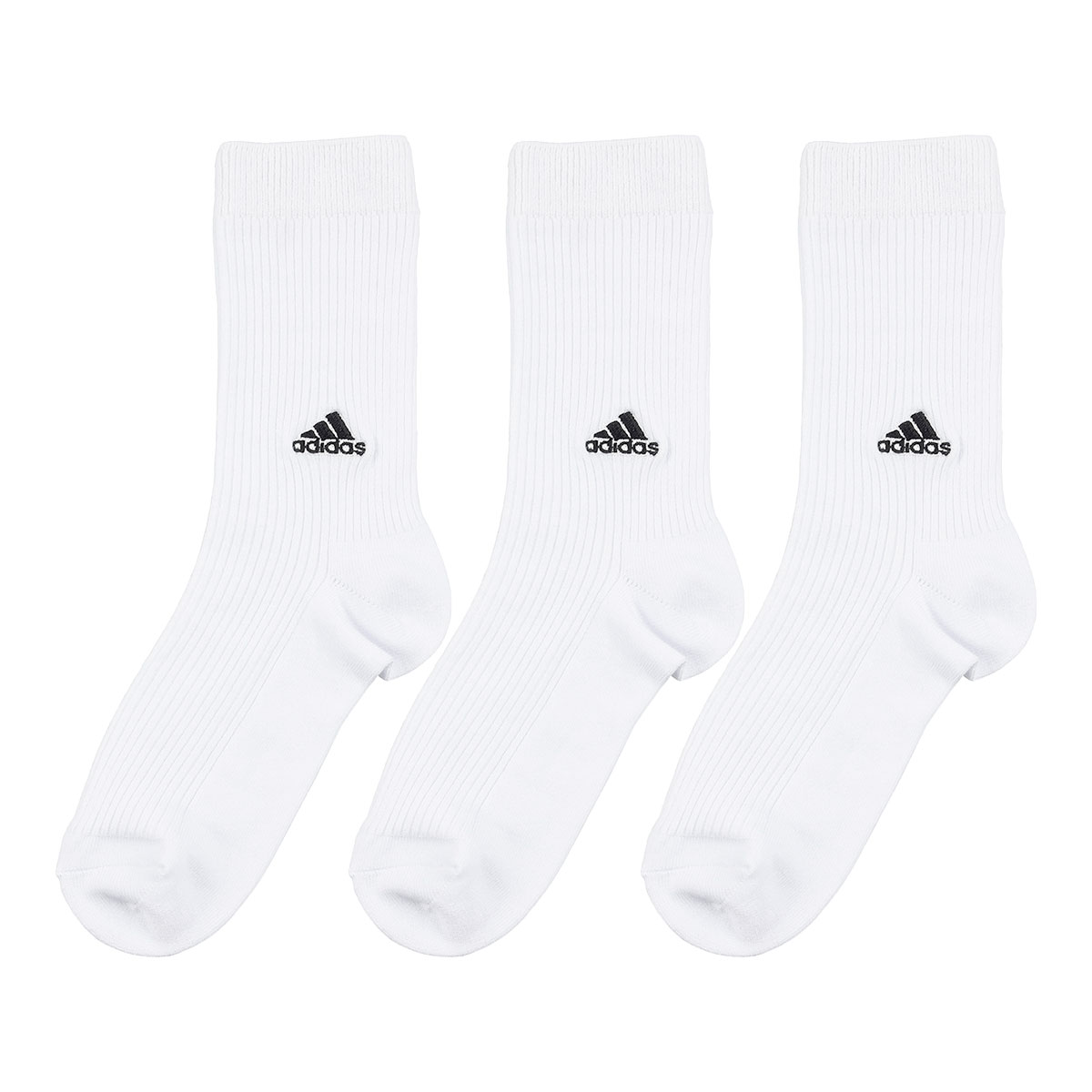 アディダス adidas キッズ ジュニア クルー丈 ソックス 3足組 ワンポイントロゴ スクールカラー 定番 21-23cm 23-25cm(WH-ホワイト-21-23cm)