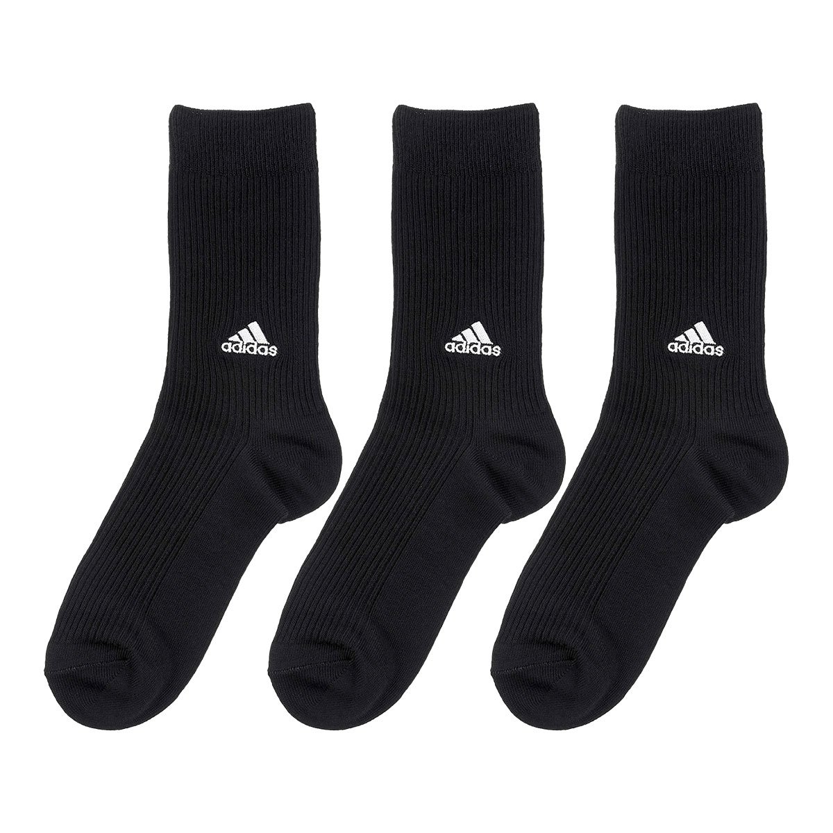 アディダス adidas キッズ ジュニア クルー丈 ソックス 3足組 ワンポイントロゴ スクールカラー 定番 21-23cm 23-25cm(BK-ブラック-21-23cm)