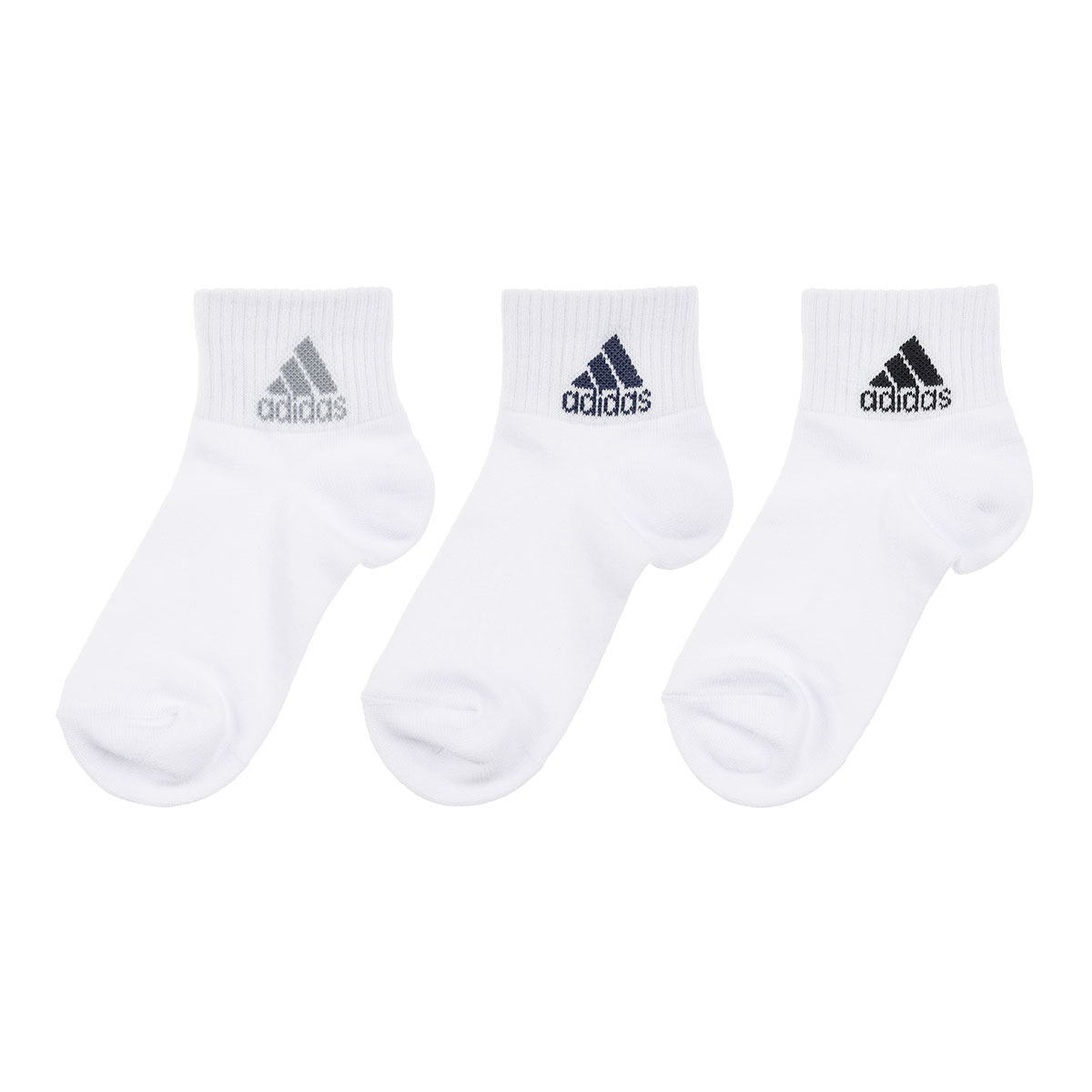 アディダス adidas キッズ ジュニア ショート丈 ソックス 3足組 ワンポイントロゴ スクールカラー 定番 19-21cm 21-23cm 23-25cm(WH-ホワイト-19-21cm)