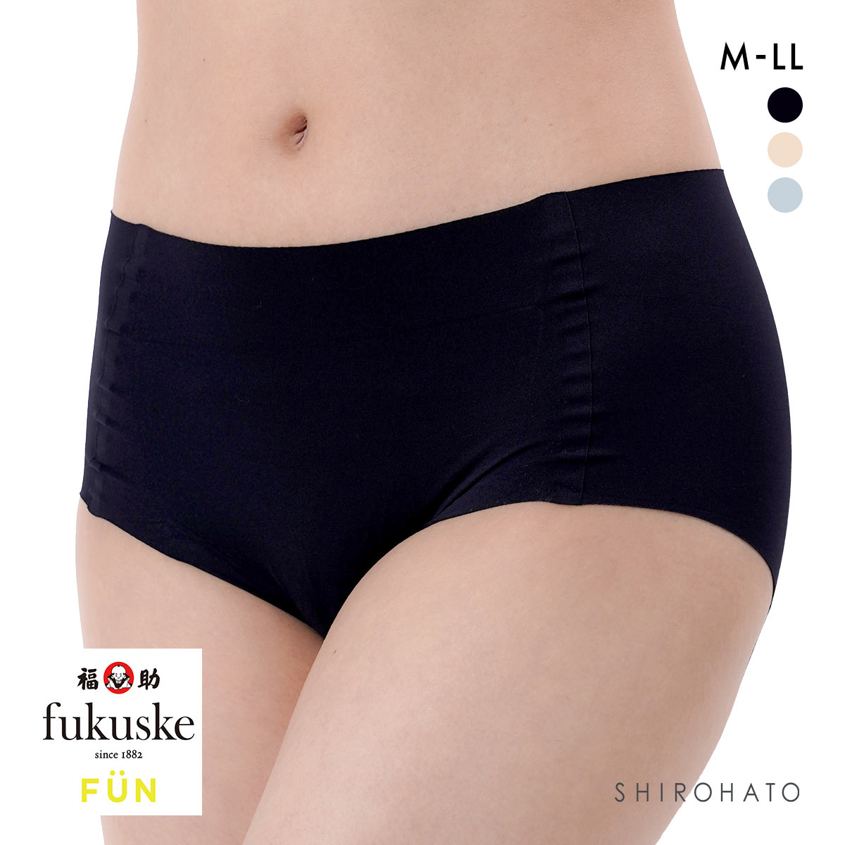 福助 FUN by FUKUSKE シームレス ショーツ レディース(BK-ブラック-M)