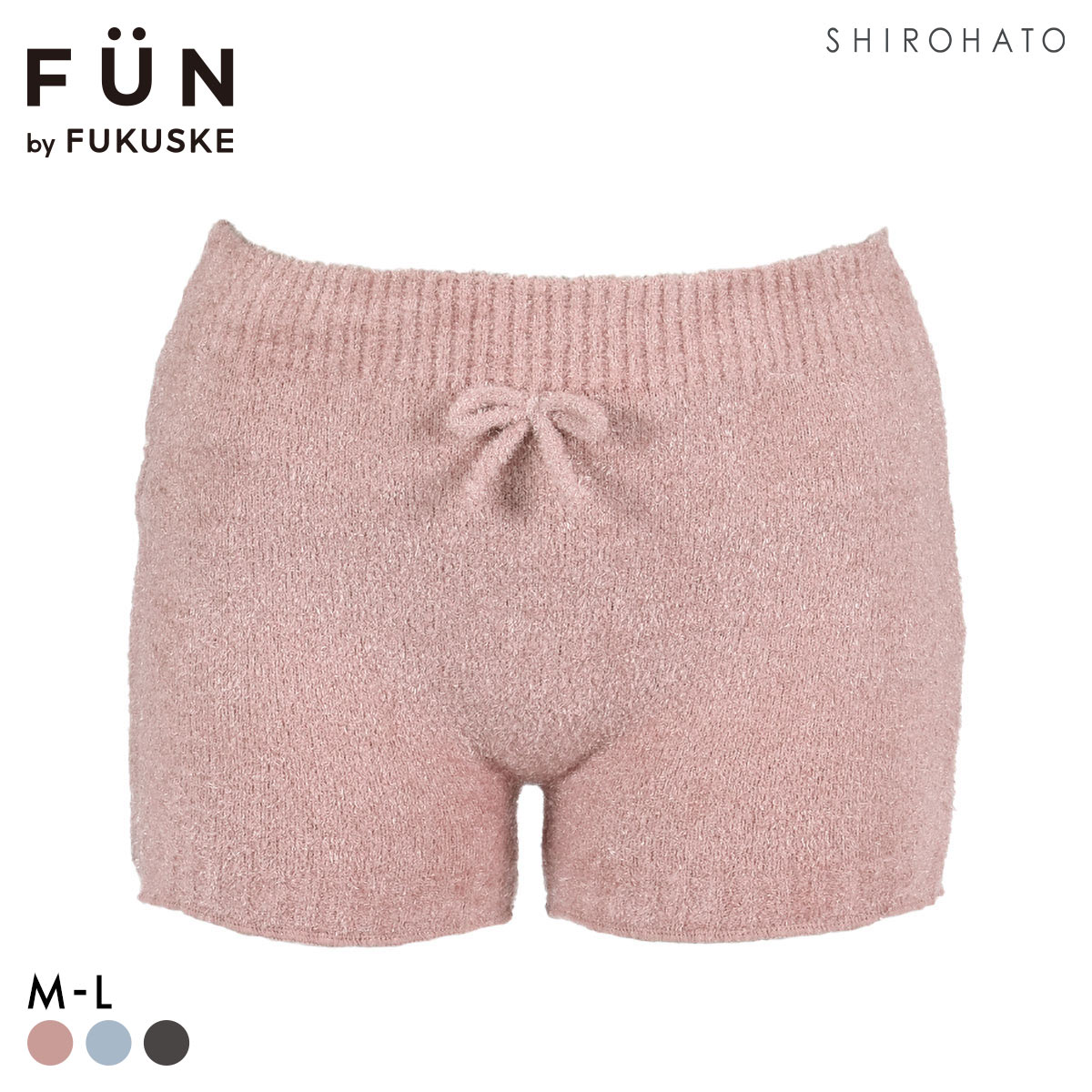 福助 FUN by FUKUSKE シャギー 1分丈パンツ レディース ルームウェア ボトムス(DP-ダスティピンク-M-L)