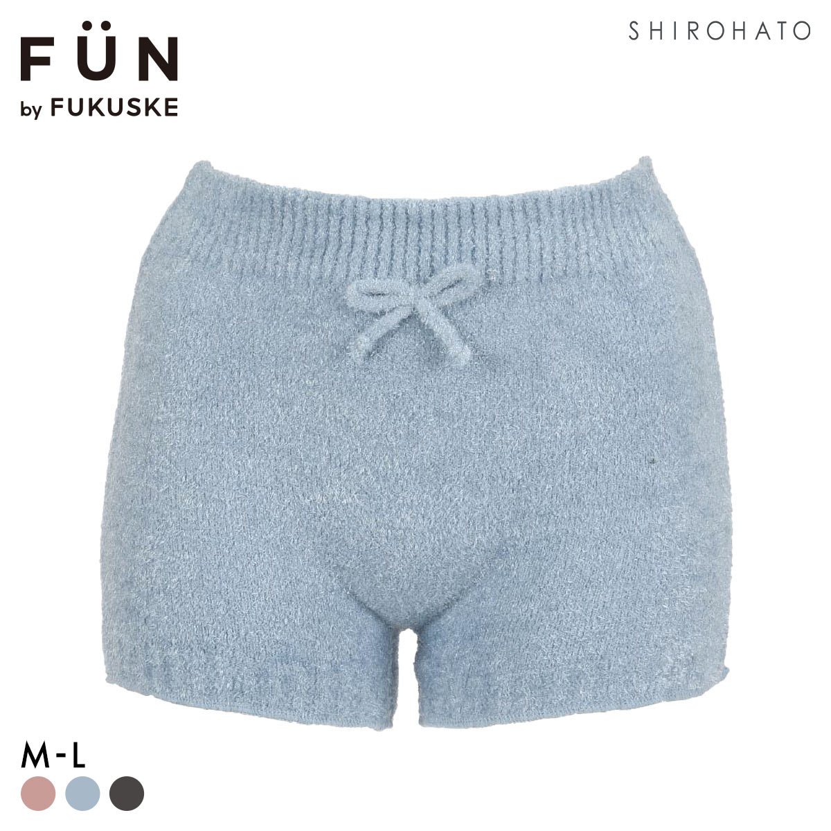 福助 FUN by FUKUSKE シャギー 1分丈パンツ レディース ルームウェア ボトムス(BU-ブルー-M-L)