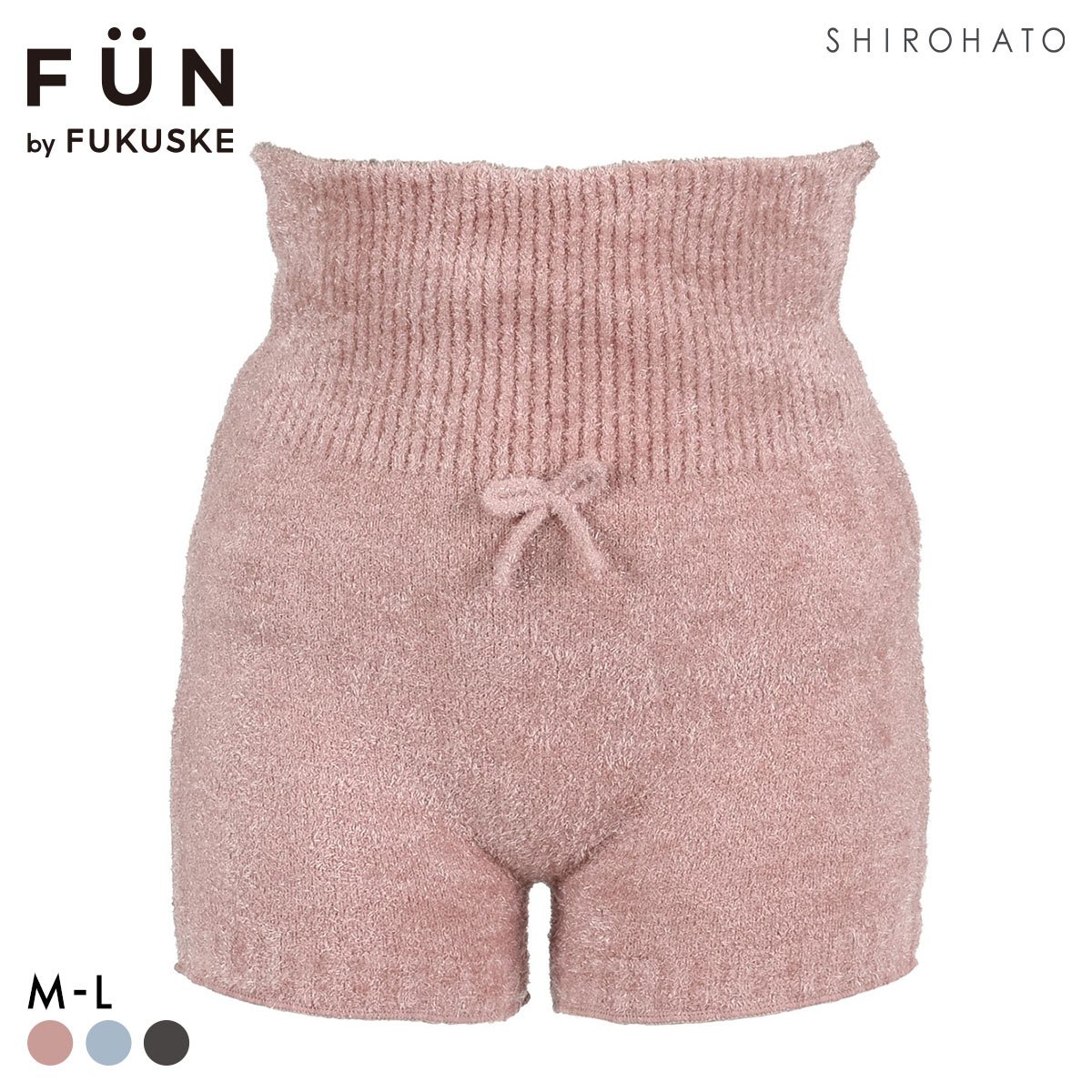福助 FUN by FUKUSKE シャギー 腹巻付きパンツ レディース 腹巻 ルームウェア(DP-ダスティピンク-M-L)