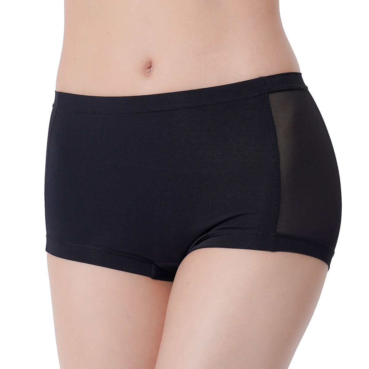 福助 Fukuske メッシュ ショーツ ボクサータイプ 単品(BK-ブラック-M)